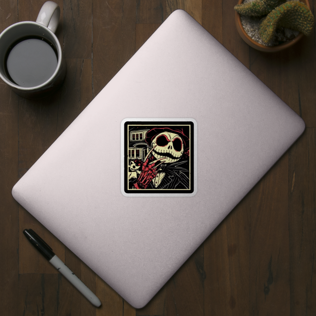 Graphic Vintage Movie Skellington Design Character by berengere pomeroy